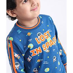 Babyhug Full Sleeves Sweatshirt Space Print - Blue