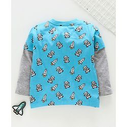 Babyhug Doctor Sleeves Tee Genius Kid Print - Blue
