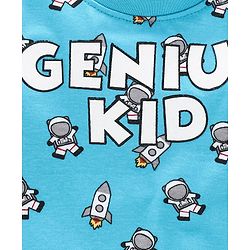Babyhug Doctor Sleeves Tee Genius Kid Print - Blue