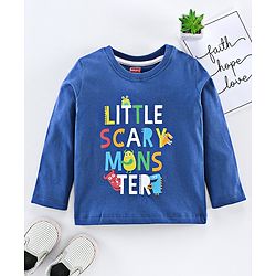 Babyhug Full Sleeves Tee Text Print - Blue