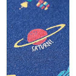 Babyhug Full Sleeves Henley Tee Space Print - Blue