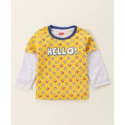 Babyhug Doctor Sleeves T-Shirt Teddy Print - Yellow