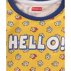 Babyhug Doctor Sleeves T-Shirt Teddy Print - Yellow