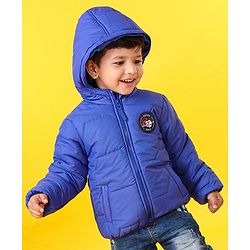 Babyhug Full Sleeves Hooded Padded Jacket - Blue