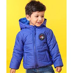 Babyhug Full Sleeves Hooded Padded Jacket - Blue