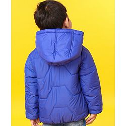 Babyhug Full Sleeves Hooded Padded Jacket - Blue
