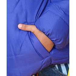 Babyhug Full Sleeves Hooded Padded Jacket - Blue