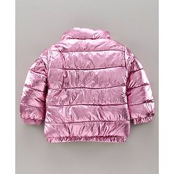 Babyhug Full Sleeves Padded Jacket Beautiful Patch - Pink