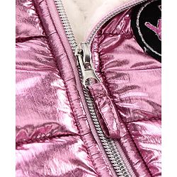 Babyhug Full Sleeves Padded Jacket Beautiful Patch - Pink