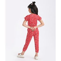 Babyhug Half Length Jumpsuit Floral Print - Red