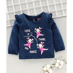 Babyhug Full Sleeves Tee Dancing Bunny Print - Navy