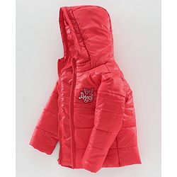 Babyhug Full Sleeves Hooded Quilted Jacket - Red
