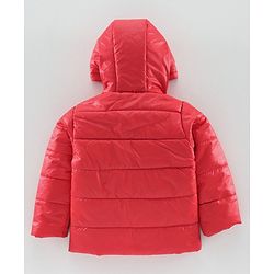 Babyhug Full Sleeves Hooded Quilted Jacket - Red