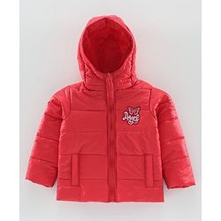 Babyhug Full Sleeves Hooded Quilted Jacket - Red