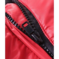 Babyhug Full Sleeves Hooded Padded Jacket - Red Navy
