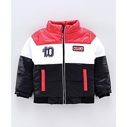 Babyhug Full Sleeves Hooded Padded Jacket - Red Navy