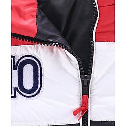 Babyhug Full Sleeves Hooded Padded Jacket - Red Navy