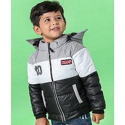 Babyhug Full Sleeves Hooded Padded Jacket - Red Navy