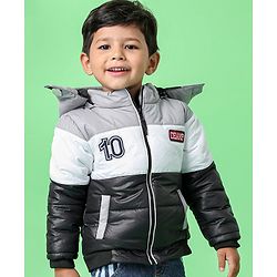 Babyhug Full Sleeves Hooded Padded Jacket - Red Navy