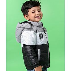Babyhug Full Sleeves Hooded Padded Jacket - Red Navy