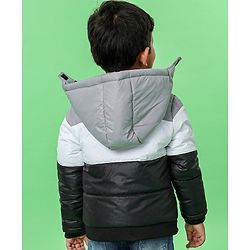 Babyhug Full Sleeves Hooded Padded Jacket - Red Navy