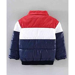 Babyhug Full Sleeves Hooded Padded Jacket - Red Navy