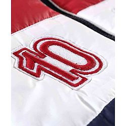 Babyhug Full Sleeves Hooded Padded Jacket - Red Navy