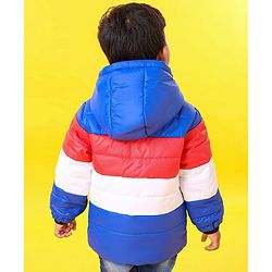 Babyhug Full Sleeves Padded Jacket Rocket Patch - Blue