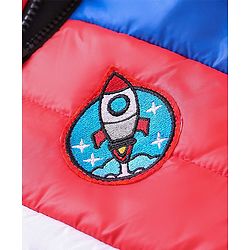 Babyhug Full Sleeves Padded Jacket Rocket Patch - Blue