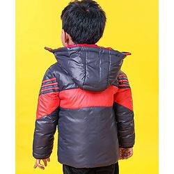 Babyhug Full Sleeves Hooded Padded Jacket - Red Navy