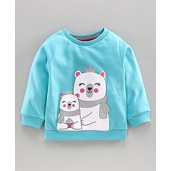 Babyhug Full Sleeves Sweatshirt Bear Print - Blue