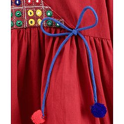 Babyhug Angarkha Style Kurta & Bandhani Dhoti Mirror Detail - Red