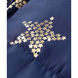 Babyhug Full Sleeves Hooded Padded Jacket Star Print - Navy Blue