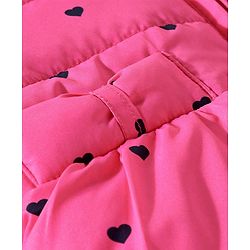 Babyhug Full Sleeves Quilted Hooded Jacket Heart Print - Pink