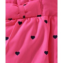 Babyhug Full Sleeves Quilted Hooded Jacket Heart Print - Pink