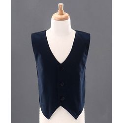 Babyhug 3 Piece Full Sleeves Party Suit With Bow - Beige Blue