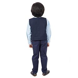 Babyhug Full Sleeves 3 Piece Party Suit with Bow - Blue (Bow Color May Vary) - 18-24m Blue