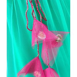 Babyhug Sleeveless Embroidered Choli Lehenga & Dupatta Set - Fuchsia Pink & Green
