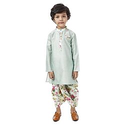 Babyhug Full Sleeves Dhoti Kurta Set Floral Print - Light Green