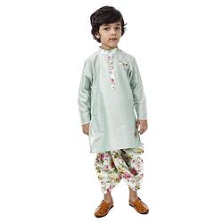 Babyhug Full Sleeves Dhoti Kurta Set Floral Print - Light Green