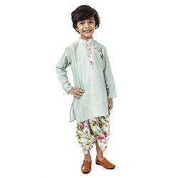 Babyhug Full Sleeves Dhoti Kurta Set Floral Print - Light Green