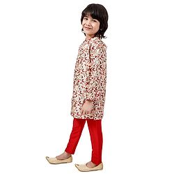 Babyhug Full Sleeves Kurta & Pyjama - Maroon Beige