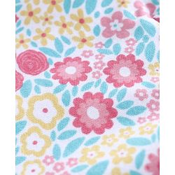 Babyhug Dungaree With Full Sleeves Inner T-Shirt Floral Print - Pink Blue