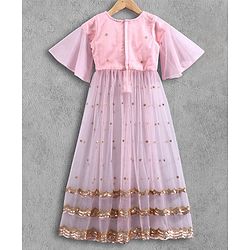 Babyhug Half Sleeves Full Length Kurta With Pants & Dupatta - Light Pink