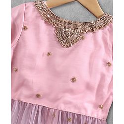 Babyhug Half Sleeves Full Length Kurta With Pants & Dupatta - Light Pink