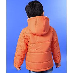 Babyhug Full Sleeves Hooded Padded Jacket Kids Camp Patch - Orange