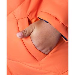 Babyhug Full Sleeves Hooded Padded Jacket Kids Camp Patch - Orange