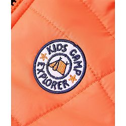 Babyhug Full Sleeves Hooded Padded Jacket Kids Camp Patch - Orange