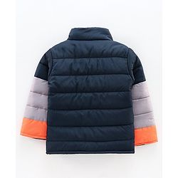Babyhug Full Sleeves Padded Jacket Camping Patch - Navy Grey