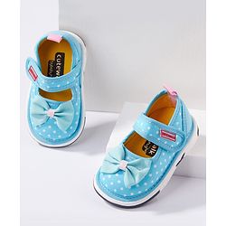 Cute Walk by Babyhug Canvas Shoes Bow Applique - Blue